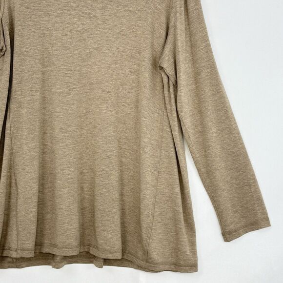 Susan Graver Weekend Beige Long Sleeve Round Neck Pocket Poly Knit Top Large - Picture 12 of 13